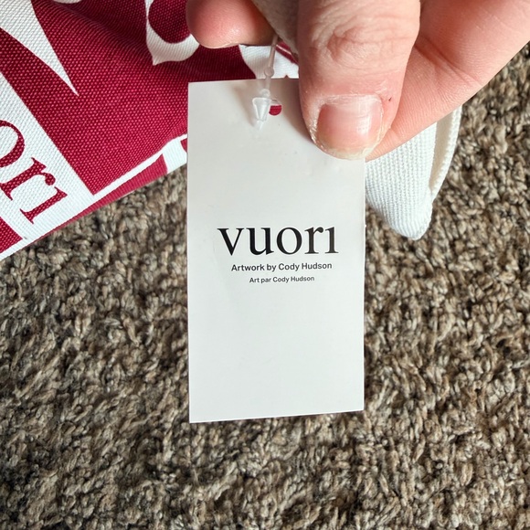 Vuori Burgundy and White Graphic Tote - Picture 2 of 3